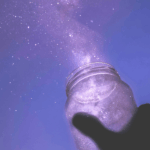 Jar of fireflies in the night