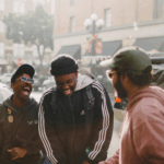 young men talking